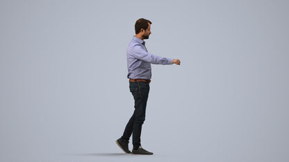 realistic 3D people man casual door, render-ready for V-Ray and Corona, FBX OBJ, side view render