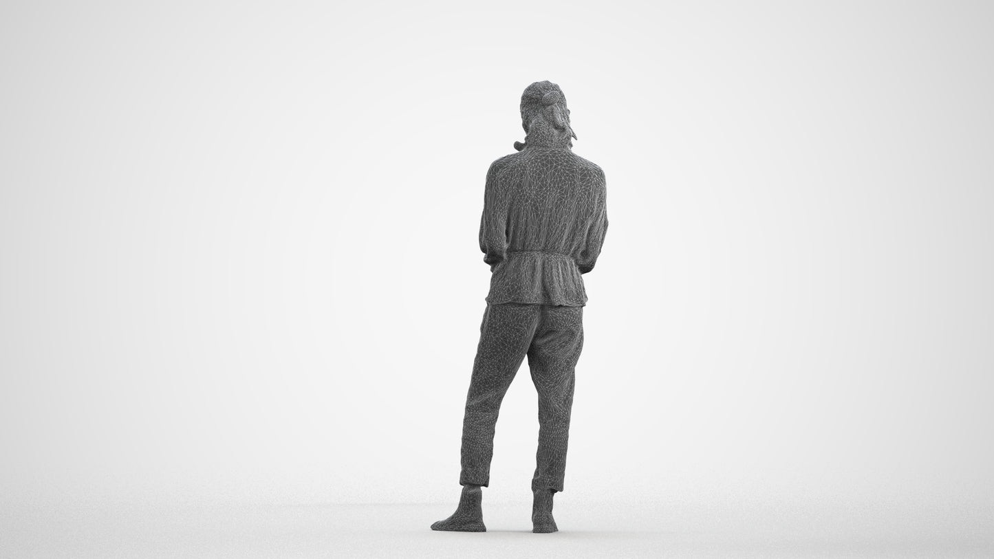 realistic 3D woman casual standing, scanned archviz people for Blender and 3ds Max, wireframe front view