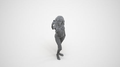 3D people model woman pool, scanned human for 3ds Max rendering, wireframe three-quarter view
