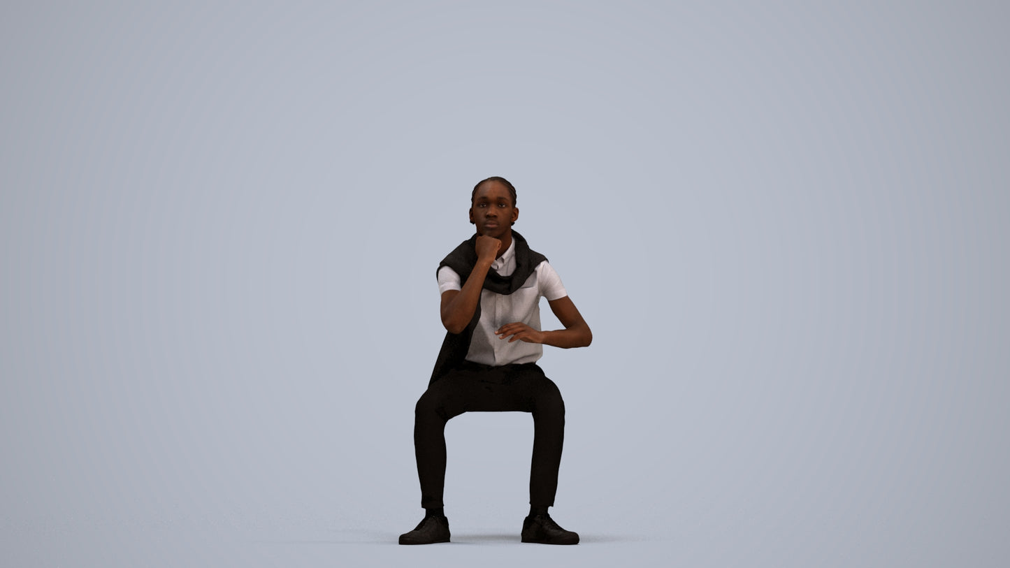 realistic 3D boy casual kids, scanned archviz people for Blender and 3ds Max, standing pose render