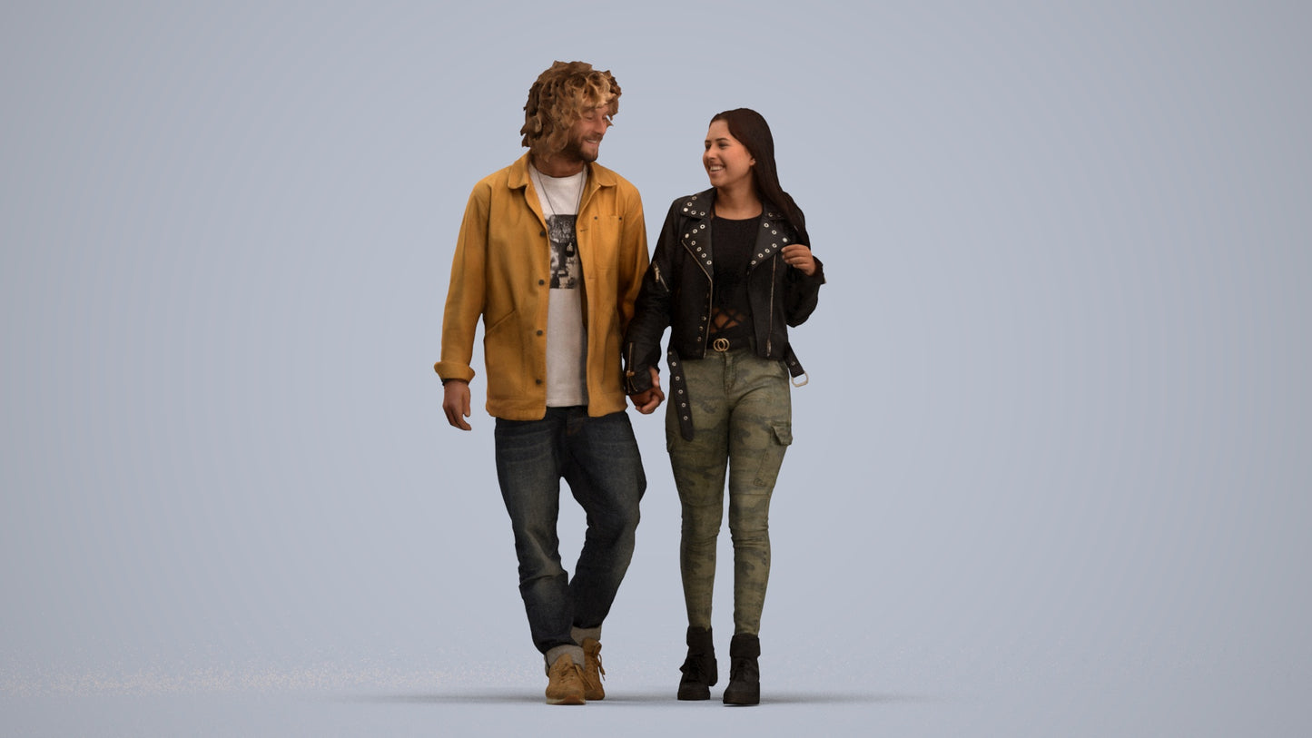 3D human model woman casual shopping, photogrammetry scanned person for archviz, standing pose render