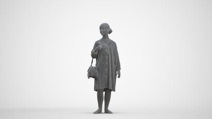 3D human model girl casual kids, photogrammetry scanned person for archviz, three-quarter front view render