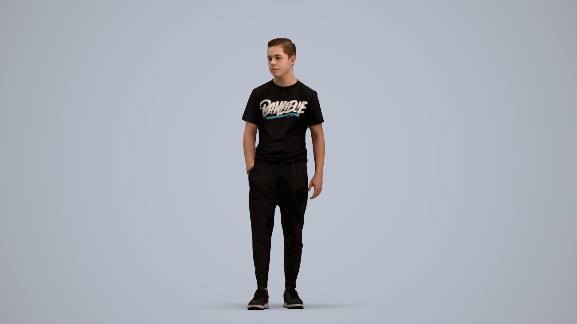 photogrammetry 3D boy casual kids, realistic human model archviz FBX, standing pose render