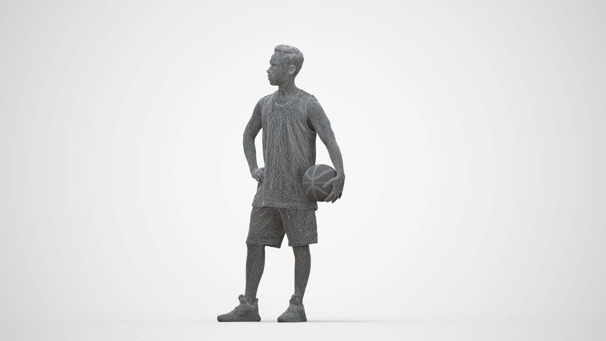 realistic 3D people man sport, render-ready for V-Ray and Corona, FBX OBJ, wireframe back view