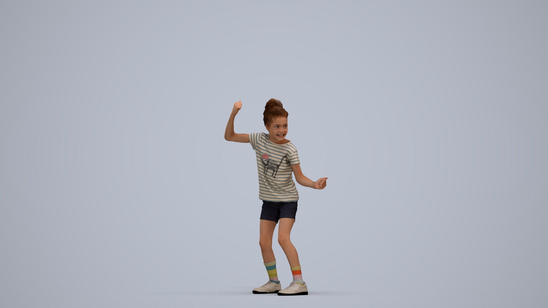 realistic 3D girl casual kids, scanned archviz people for Blender and 3ds Max, standing pose render