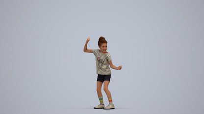 realistic 3D girl casual kids, scanned archviz people for Blender and 3ds Max, standing pose render