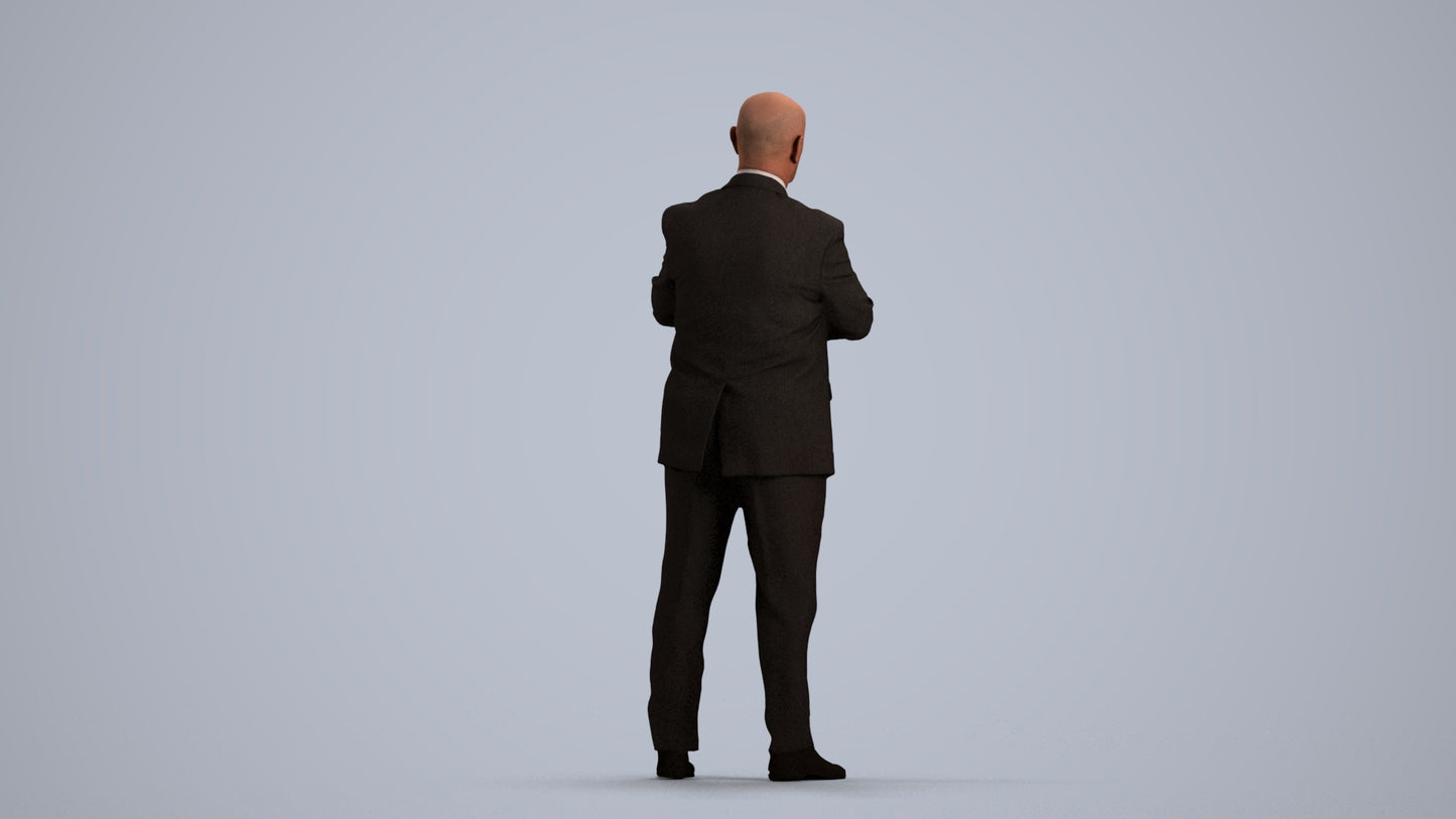 scanned 3D senior man business, photogrammetry people for Enscape and V-Ray, front view render