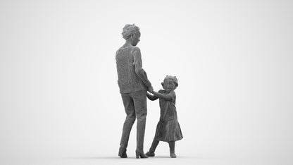 realistic 3D human girl casual kids, archviz people FBX OBJ for Blender, wireframe side view