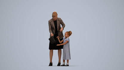 photogrammetry 3D girl casual kids, realistic human model archviz FBX, top-down view render
