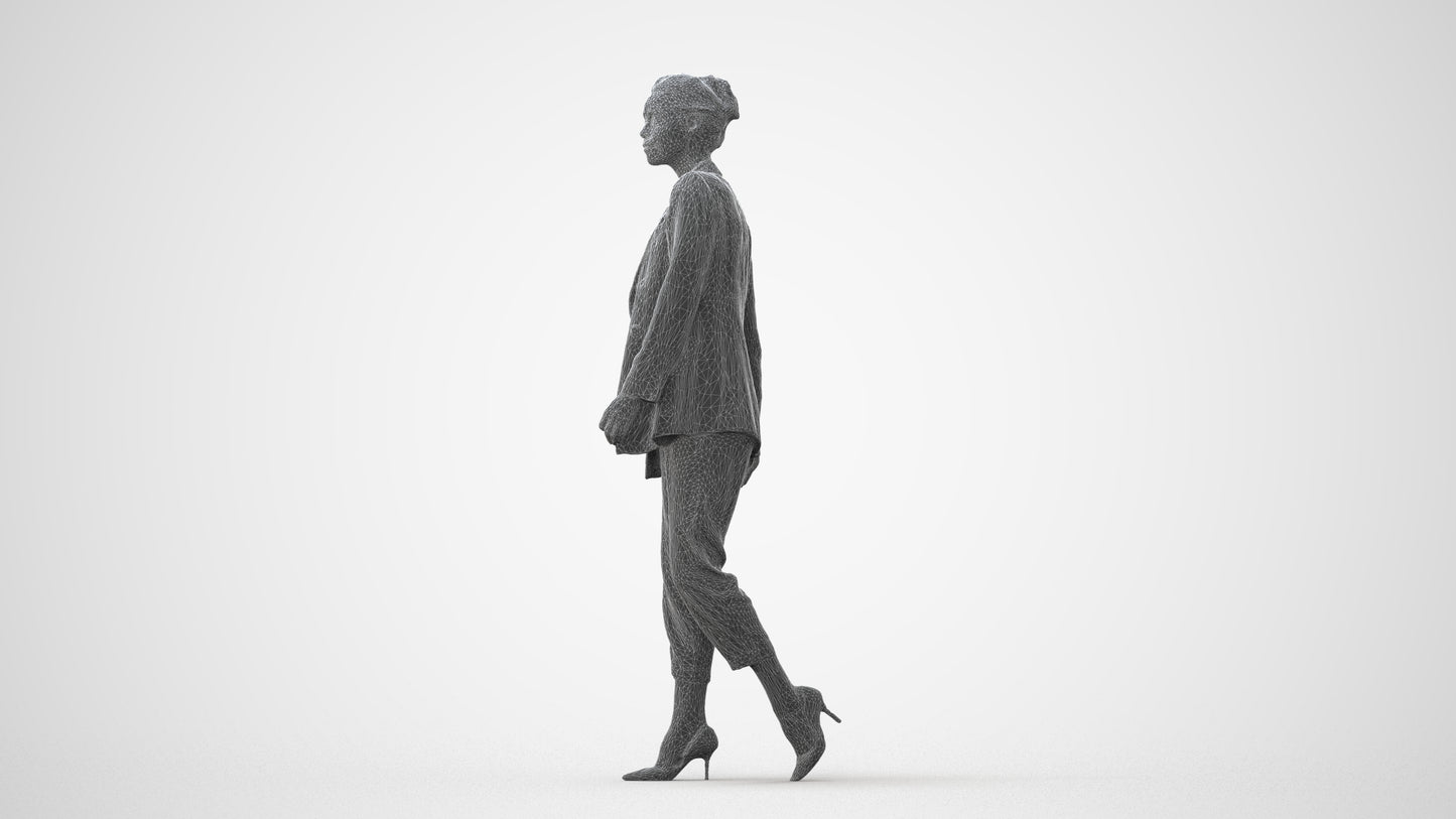 realistic 3D people woman business walking, render-ready for V-Ray and Corona, FBX OBJ, square thumbnail