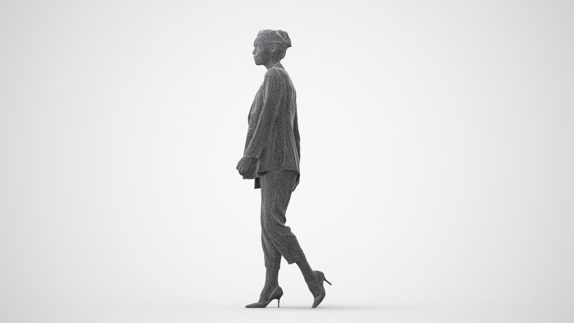realistic 3D people woman business walking, render-ready for V-Ray and Corona, FBX OBJ, square thumbnail