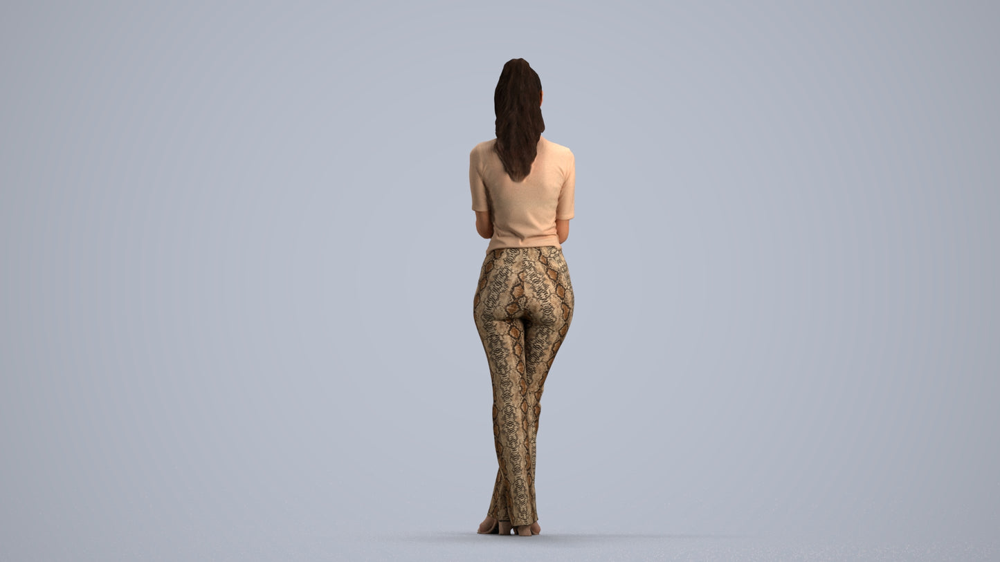 scanned 3D woman casual standing, photogrammetry people for Enscape and V-Ray, front view render