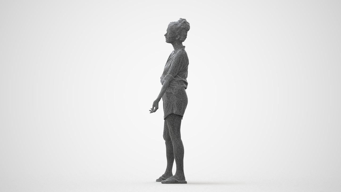 3D people model woman casual standing, scanned human for 3ds Max rendering, square thumbnail