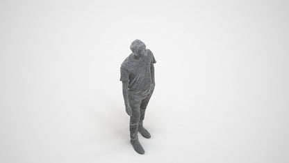 scanned 3D man casual walking, photogrammetry people for Enscape and V-Ray, wireframe three-quarter view