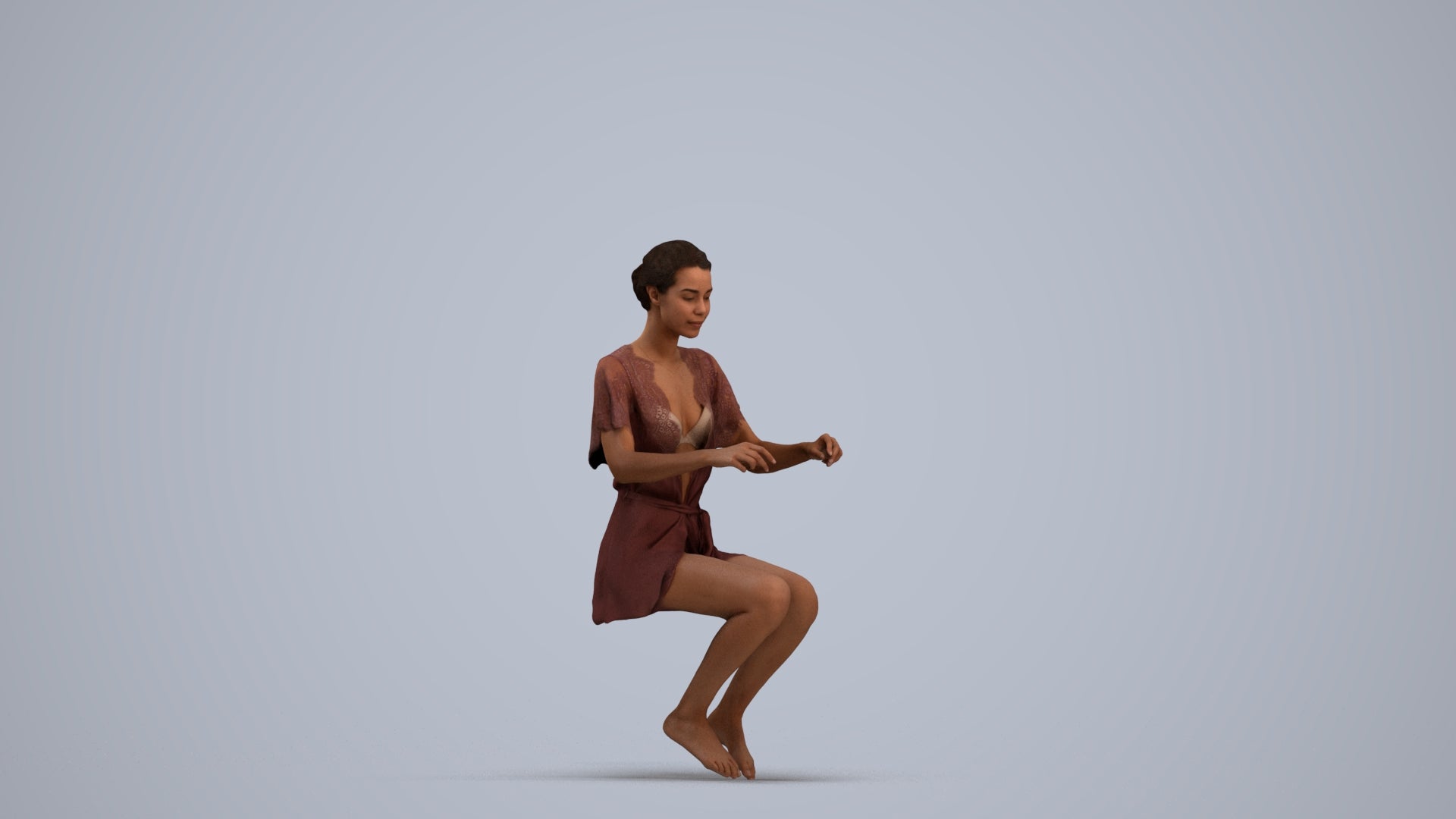 photogrammetry 3D woman bathroom, realistic human model archviz FBX, standing pose render