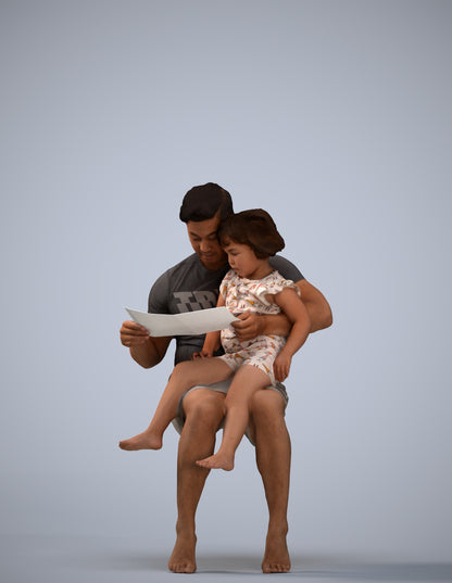 realistic 3D people woman casual kids, render-ready for V-Ray and Corona, FBX OBJ