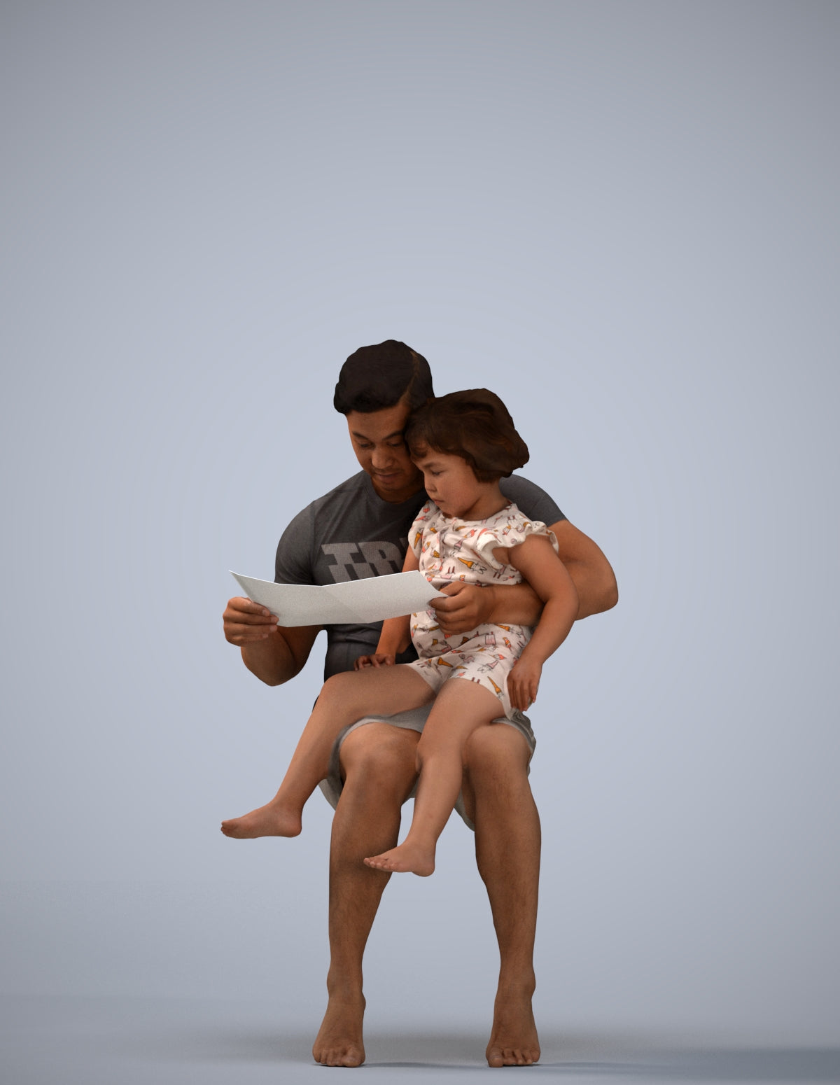 realistic 3D people woman casual kids, render-ready for V-Ray and Corona, FBX OBJ