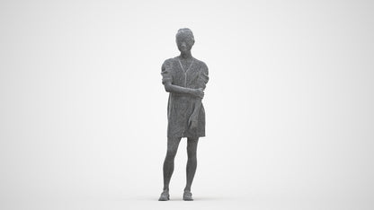 realistic 3D human woman business standing, archviz people FBX OBJ for Blender, three-quarter front view render