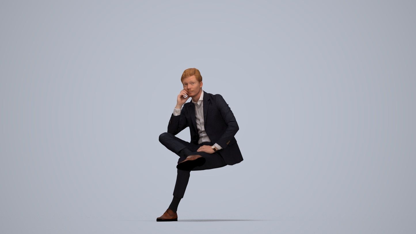 photogrammetry 3D man business, realistic human model archviz FBX, top-down view render