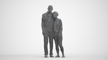 scanned 3D senior woman standing, photogrammetry people for Enscape and V-Ray, three-quarter front view render
