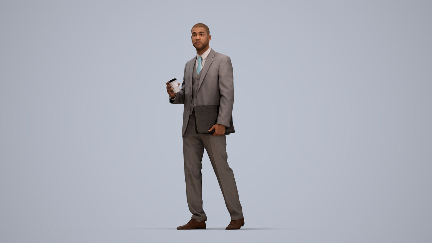 photogrammetry 3D man business, realistic human model archviz FBX, top-down view render