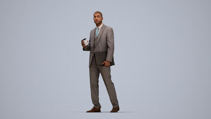 photogrammetry 3D man business, realistic human model archviz FBX, top-down view render