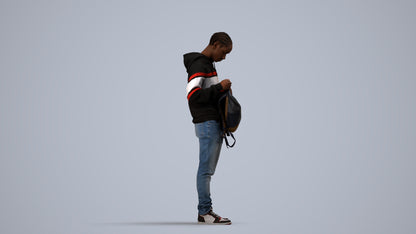 photogrammetry 3D boy casual kids, realistic human model archviz FBX, side view render