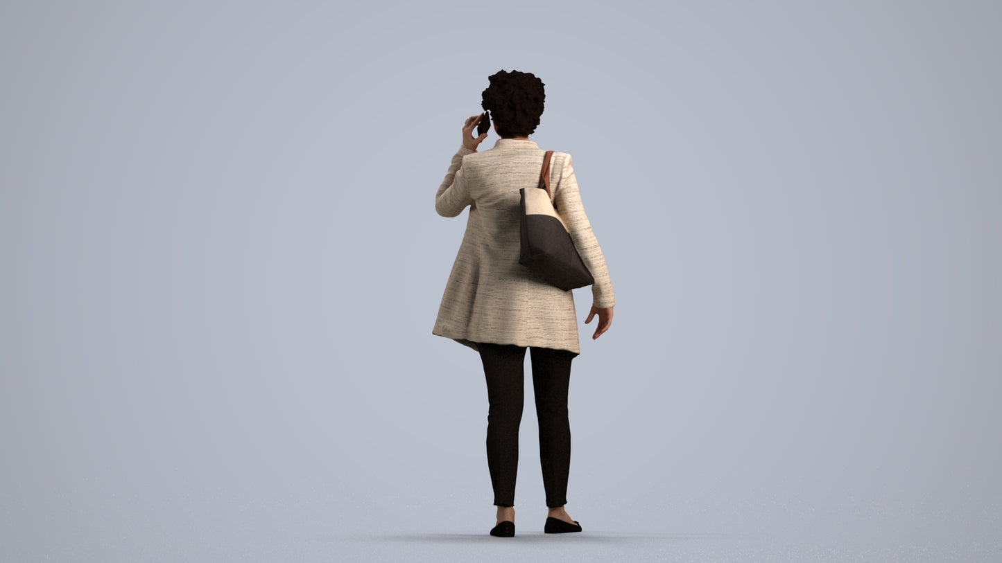 realistic 3D people woman business standing, render-ready for V-Ray and Corona, FBX OBJ, front view render