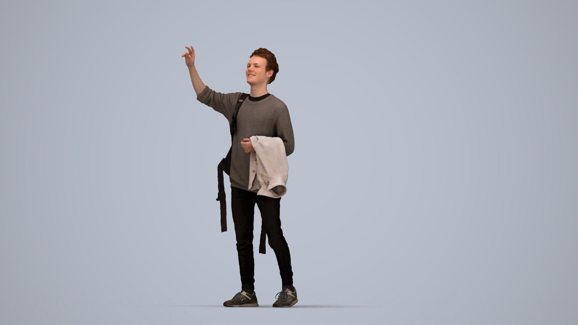 3D people model man casual standing, scanned human for 3ds Max rendering, top-down view render