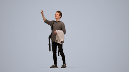 3D people model man casual standing, scanned human for 3ds Max rendering, top-down view render