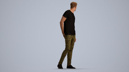 3D scanned man mix casual, photorealistic archviz people for Enscape and SketchUp, front view render