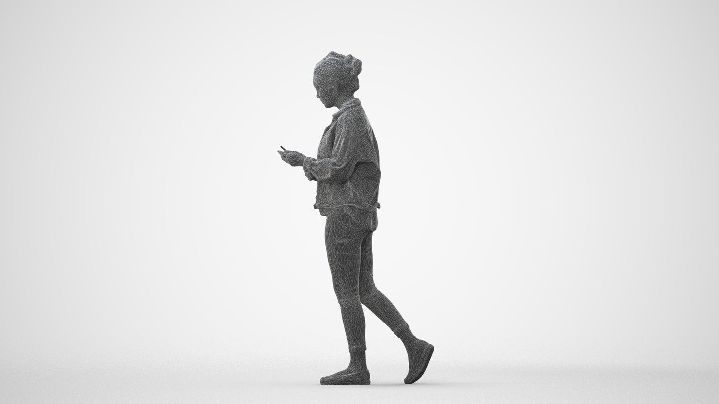realistic 3D people woman walking, render-ready for V-Ray and Corona, FBX OBJ, square thumbnail