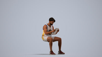 photogrammetry 3D man sport, realistic human model archviz FBX, side view render