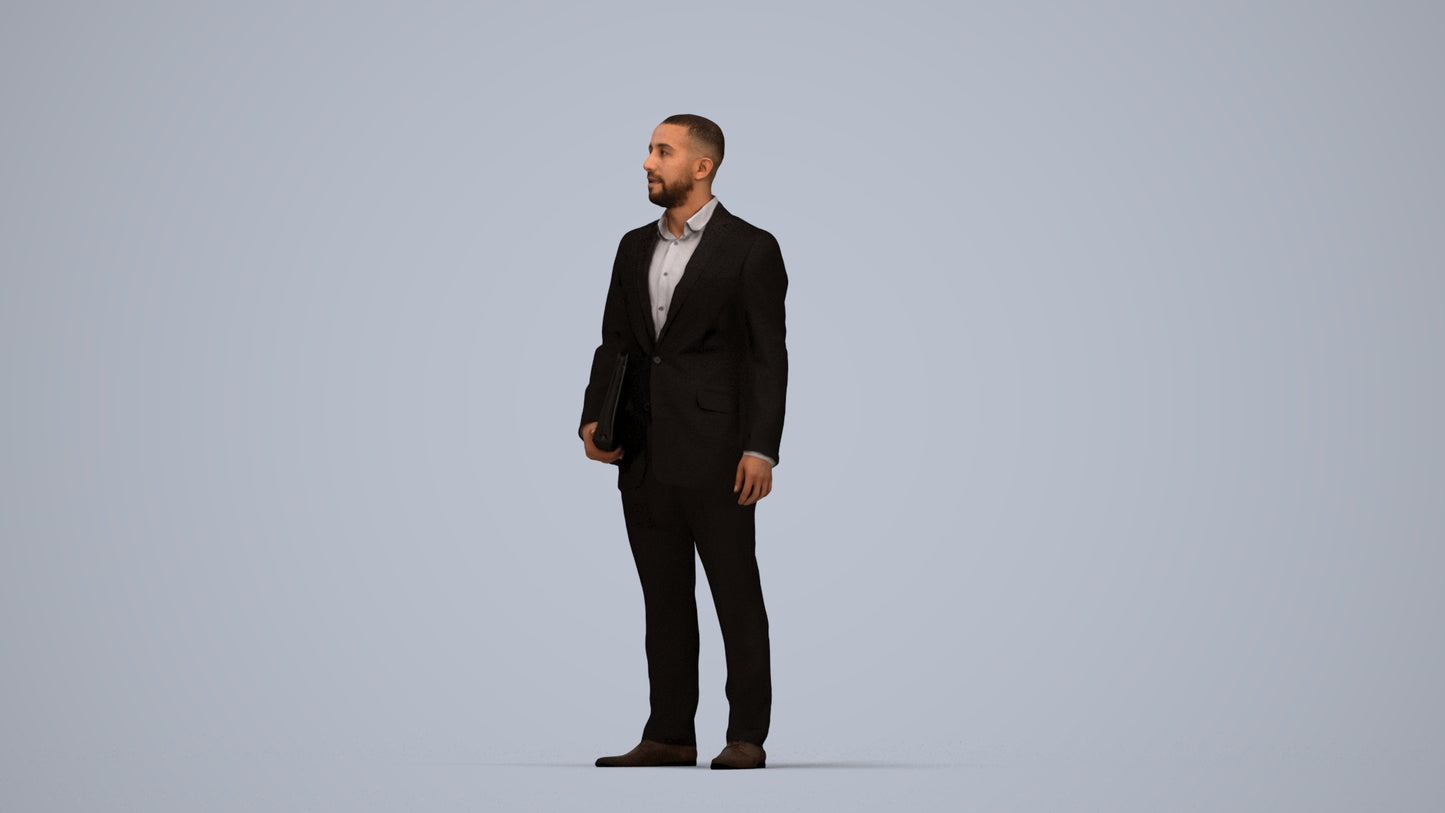 3D people model man business, scanned human for 3ds Max rendering, top-down view render