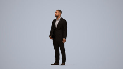 3D people model man business, scanned human for 3ds Max rendering, top-down view render