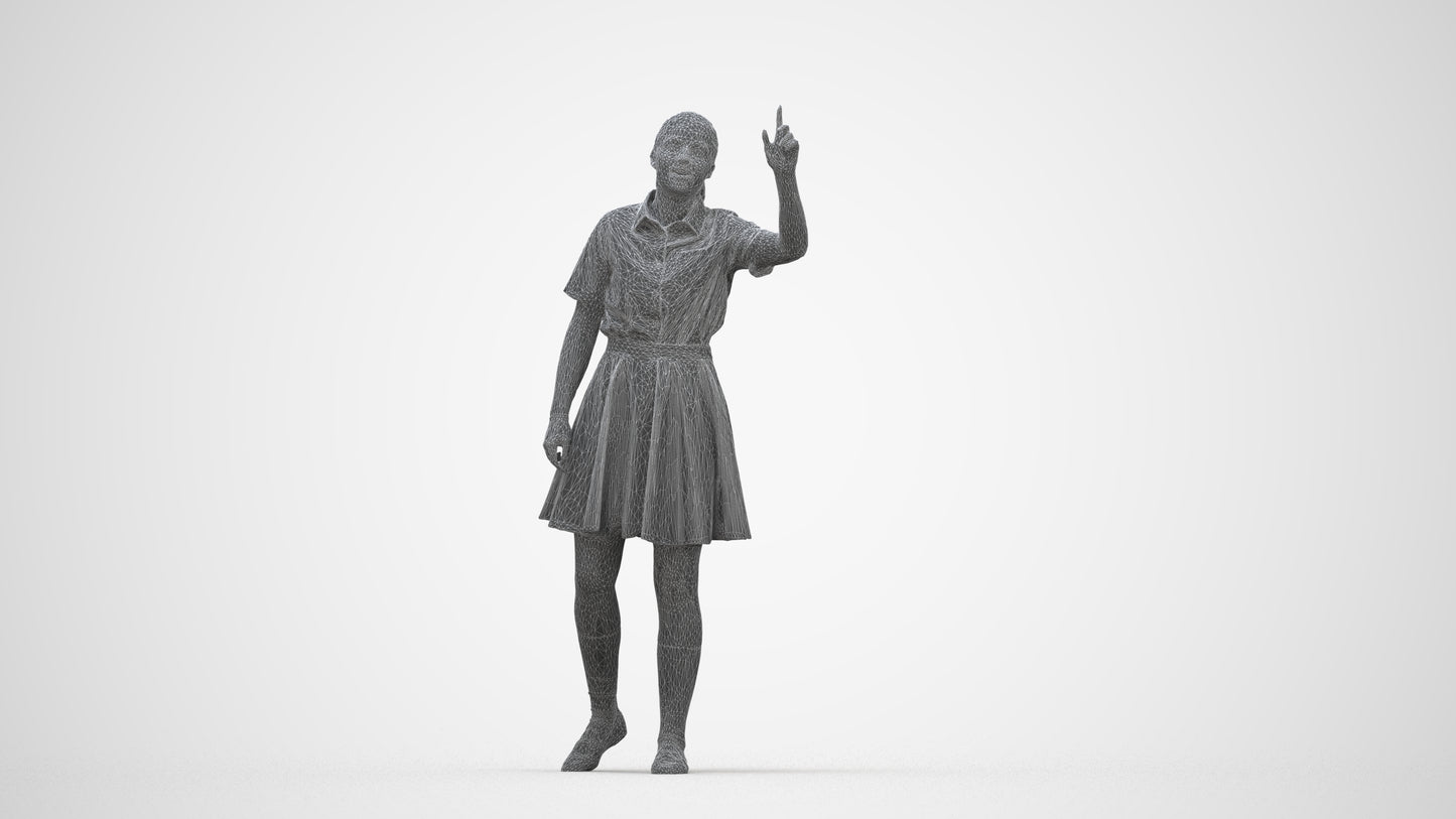 realistic 3D people girl kids, render-ready for V-Ray and Corona, FBX OBJ, wireframe back view