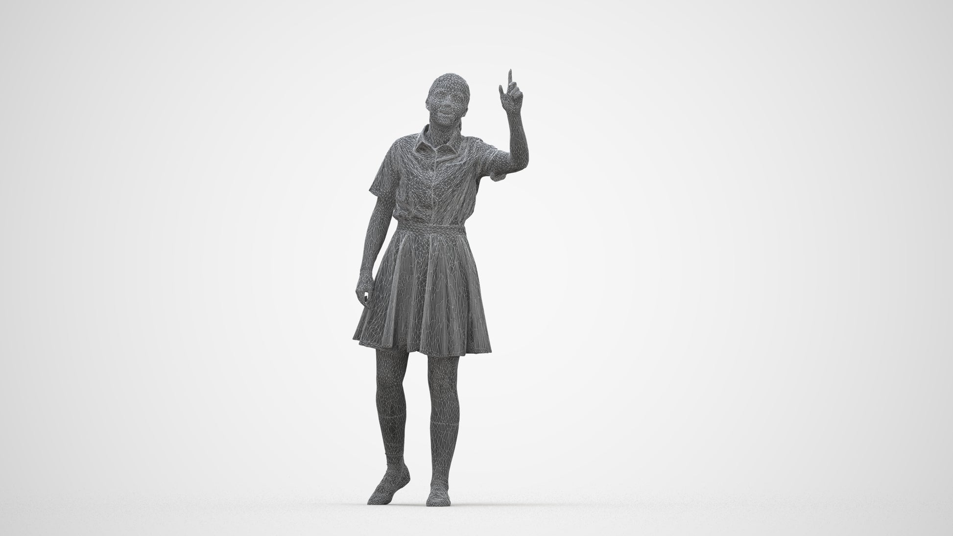 realistic 3D people girl kids, render-ready for V-Ray and Corona, FBX OBJ, wireframe back view