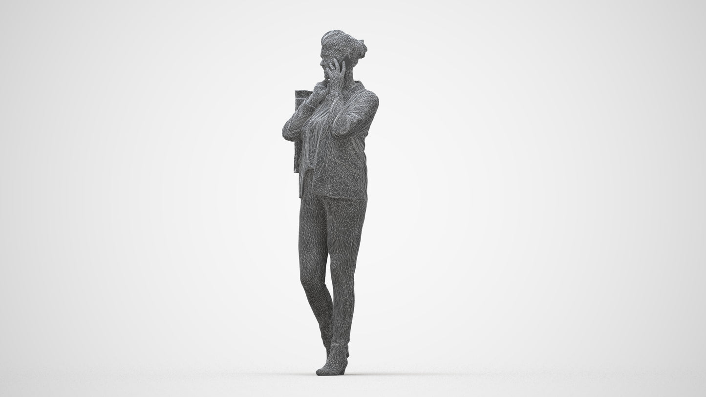 photogrammetry 3D woman business formalaffairs, realistic human model archviz FBX, wireframe back view