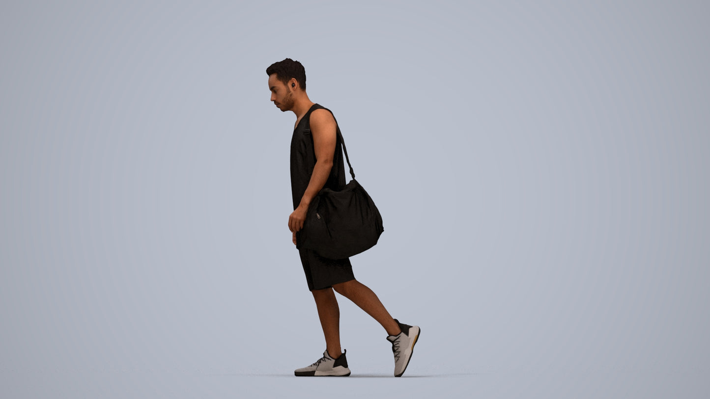 3D people model man sport, scanned human for 3ds Max rendering, top-down view render