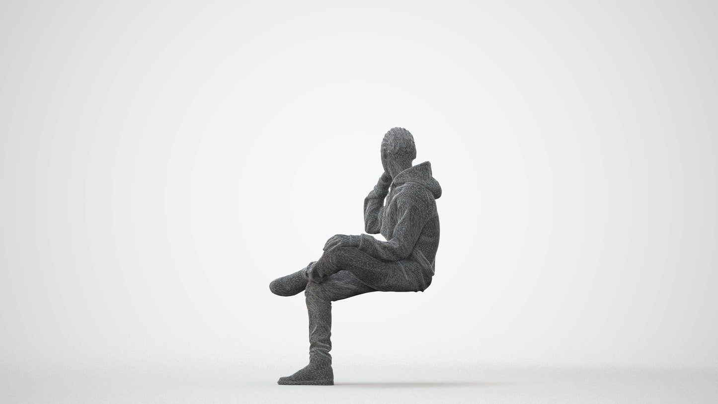 3D scanned boy kids casual, photorealistic archviz people for Enscape and SketchUp, square thumbnail