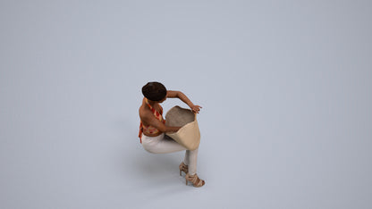realistic 3D people woman casual sitting, render-ready for V-Ray and Corona, FBX OBJ, back view render