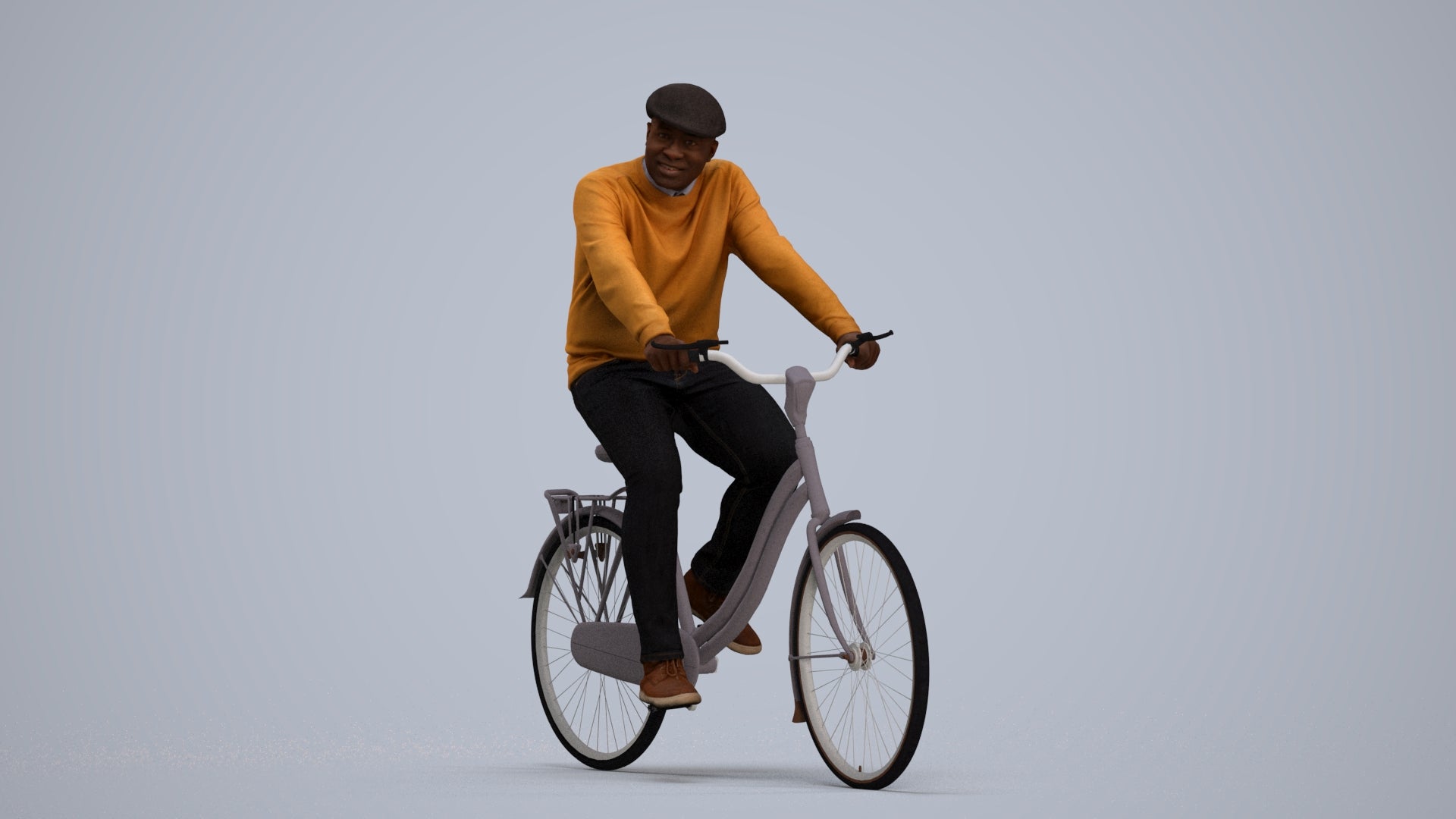 realistic 3D people man casual cycling, render-ready for V-Ray and Corona, FBX OBJ, standing pose render