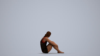 photogrammetry 3D woman sport pool, realistic human model archviz FBX, front view render