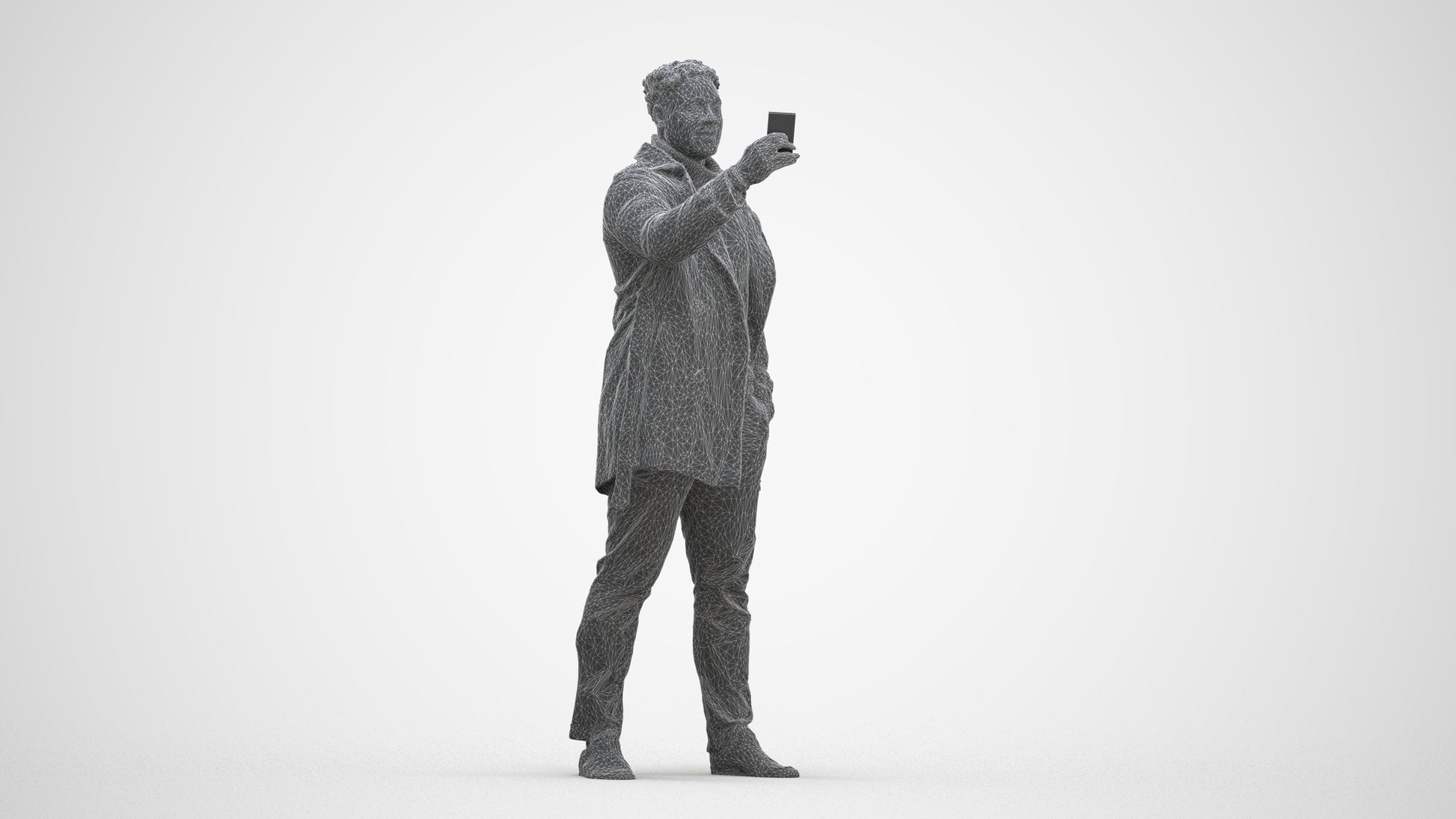 photogrammetry 3D man casual standing, realistic human model archviz FBX, three-quarter front view render