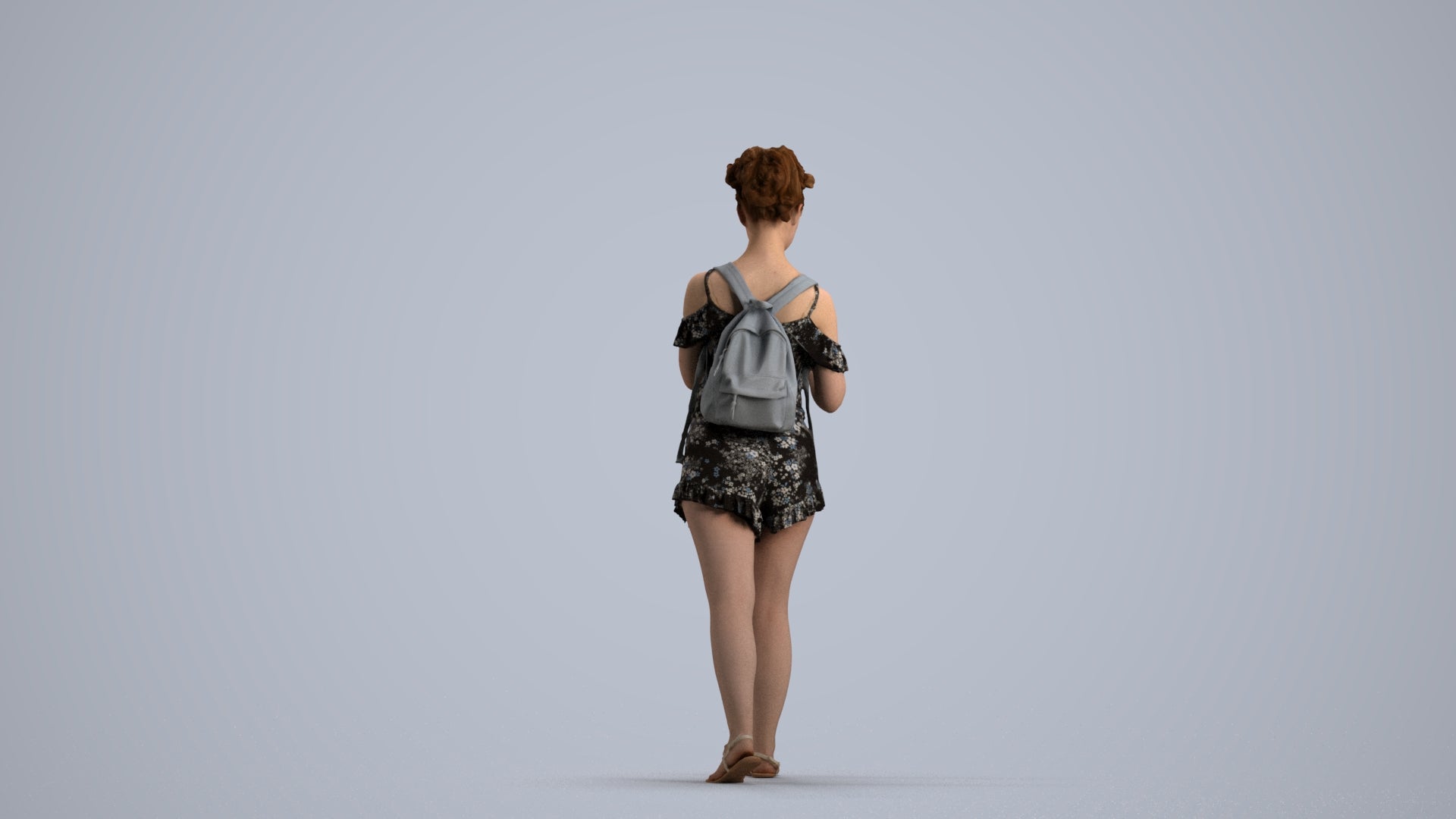 3D people model girl casual kids, scanned human for 3ds Max rendering, front view render