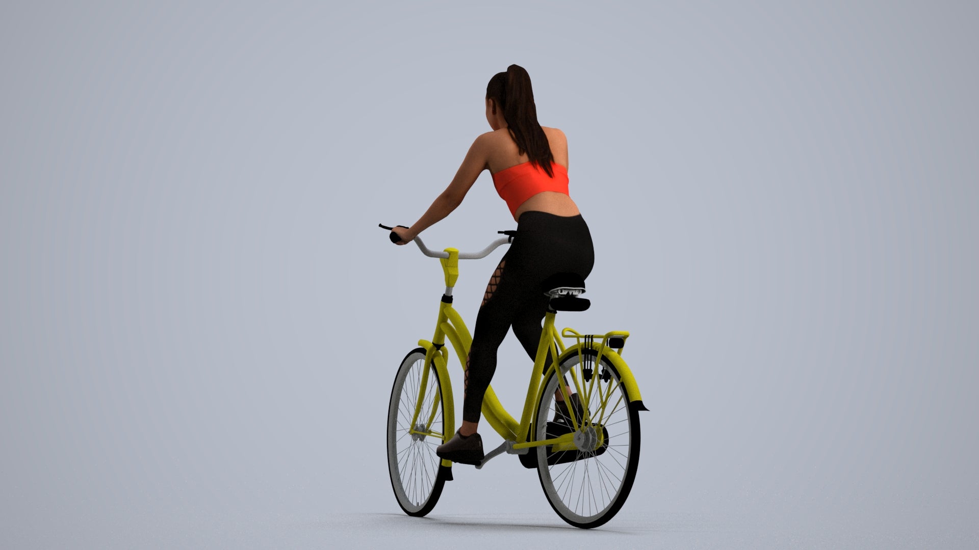 realistic 3D people woman sport cycling, render-ready for V-Ray and Corona, FBX OBJ, front view render