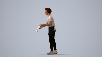 realistic 3D human man hospitality, archviz people FBX OBJ for Blender, three-quarter view render