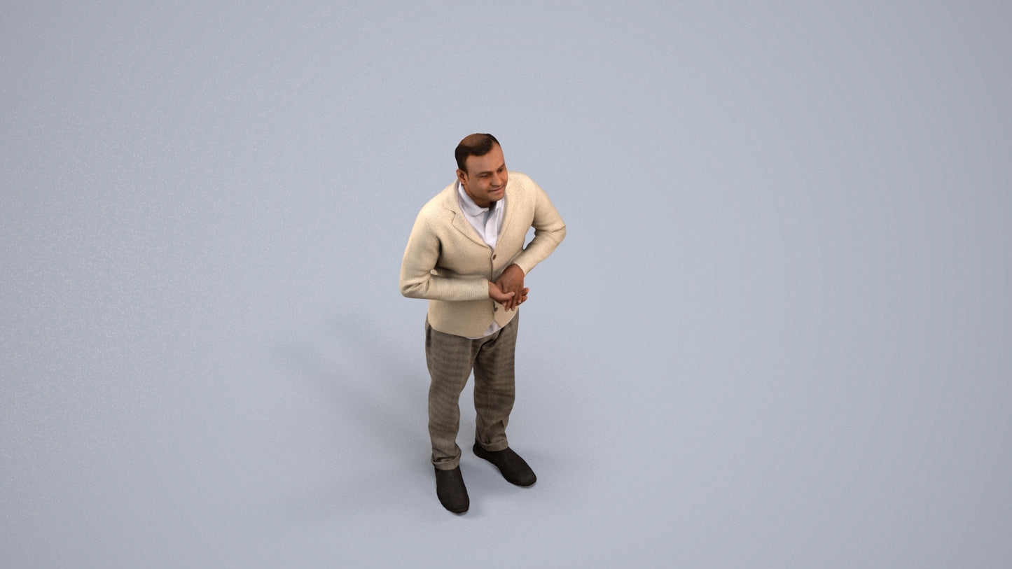 3D scanned man standing business, photorealistic archviz people for Enscape and SketchUp, back view render