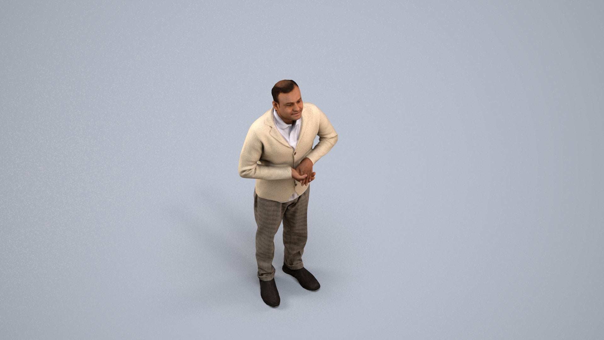 3D scanned man standing business, photorealistic archviz people for Enscape and SketchUp, back view render
