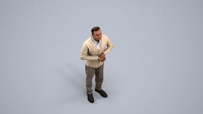 3D scanned man standing business, photorealistic archviz people for Enscape and SketchUp, back view render
